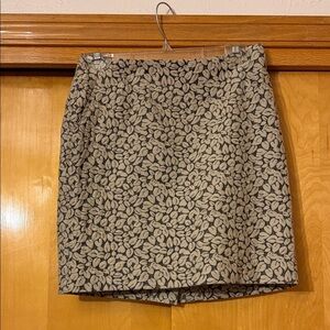 J. Crew Black and Cream Leaf Mini Skirt